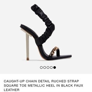 Ruched Strap Metallic Heels